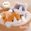 Cute Lying Cat Plush Toy Stuffed Animal, Kawaii Kitty Doll for Girls, Soft Comforting Companion for Anxiety Relief and Sleep Aid