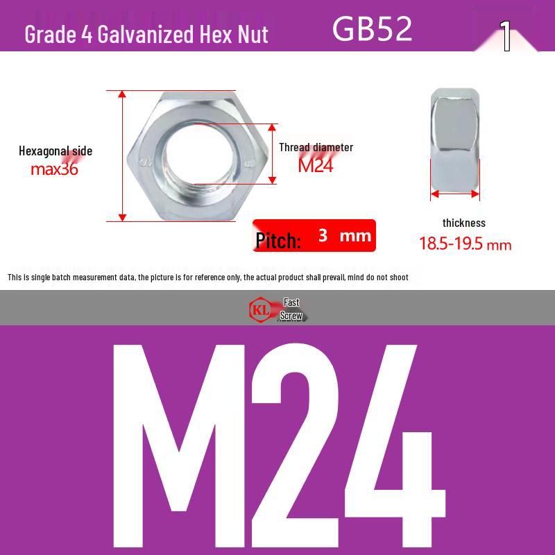 Galvanized Hex Nuts, Flat Washers, Spring Washers in M2-M48, Blue and White Zinc Coated