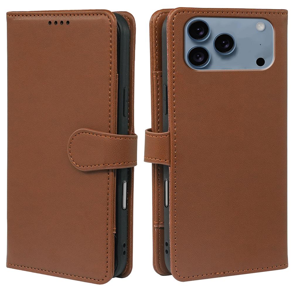 

For iPhone 17 Pro Case with 9 Card Slots PU Leather Stand Phone Cover Brown