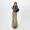 Autumn new American retro low-rise Spice Girl flared pants slim-fitting and thin khaki elastic jeans