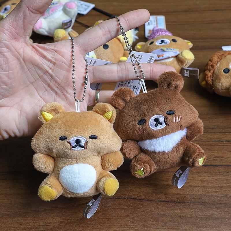Cute Rilakkuma 20Th Anniversary Store Manager Animation Plush Small Plush Bear Keychain Decoration Stuffed Doll Fun Backpack Pendant