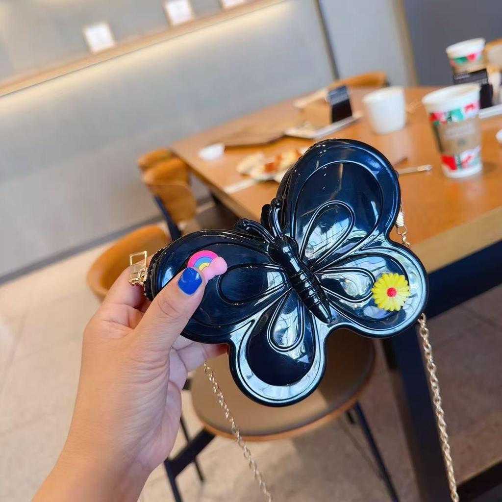 2025 Summer Colorful Butterfly Jelly Crossbody Mini Bag for Girls