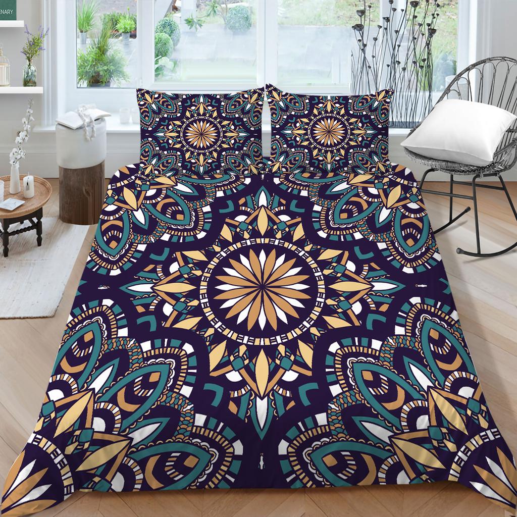 3D Bohemian Printed Bedding Single Double Bed Full Size Tropical Pattern Pillowcase and Quilt Cover Comfortable Home Decoration