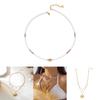 Ensemble de colliers géométriques en acier inoxydable avec cœur en perle et soleil creux pour un style vacances d'été