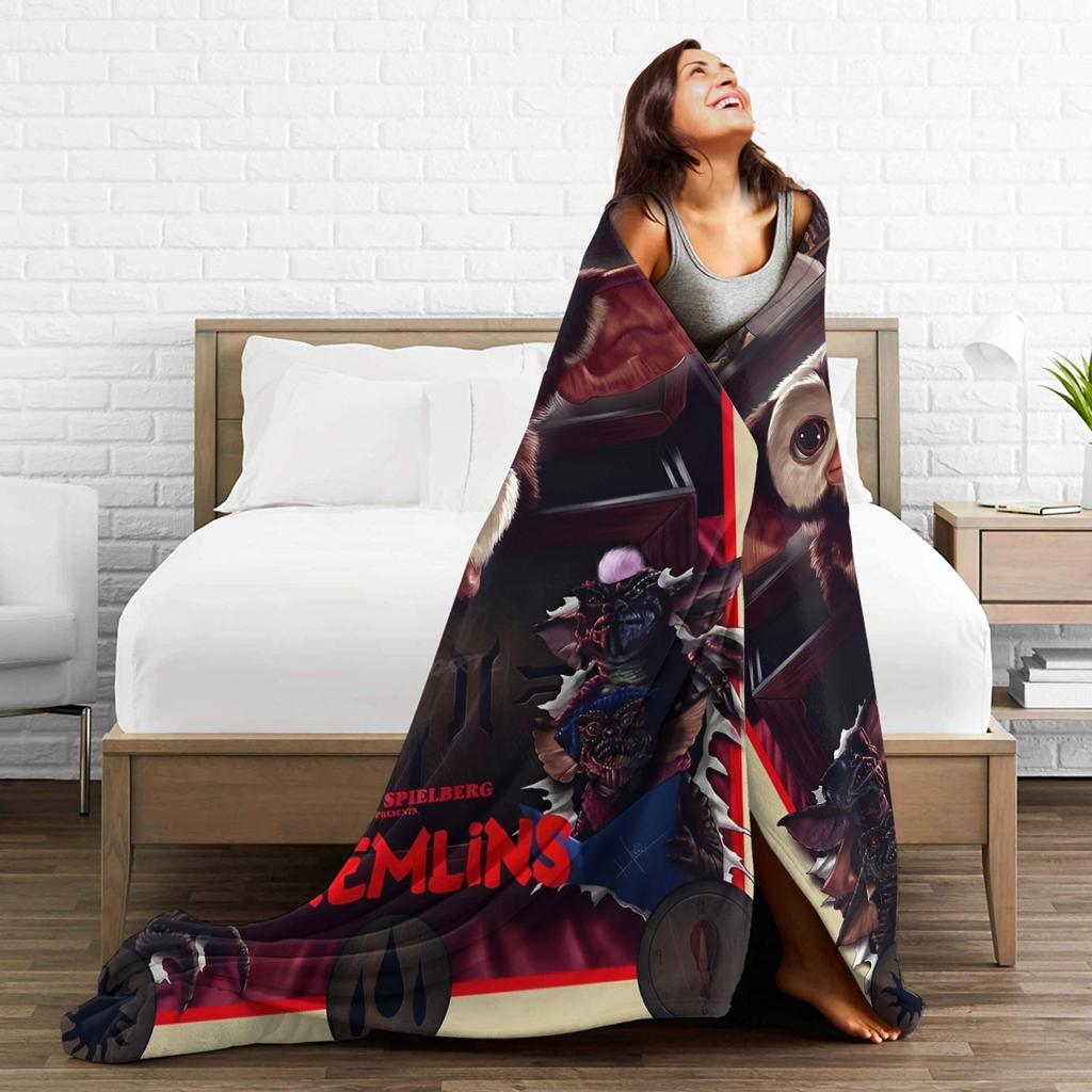 Gizmo Mogwai Monster Gremlins Flanelldecke Weiche Kuscheldecke für Wohnzimmer Flugzeugreise Lustige Bettdecke Sofabettbezug