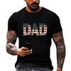 Men's Loose Fit Short Sleeve T Shirt Dad Flag Print Casual Summer Daily Wear Comfortable Lightweight Top