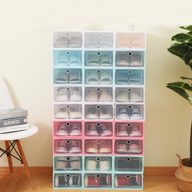 8 Pc Transparent Plastic Shoe Box, Dustproof and Moisture-proof, Home Storage, Simple Installation, Easy To Store and Move Avail
