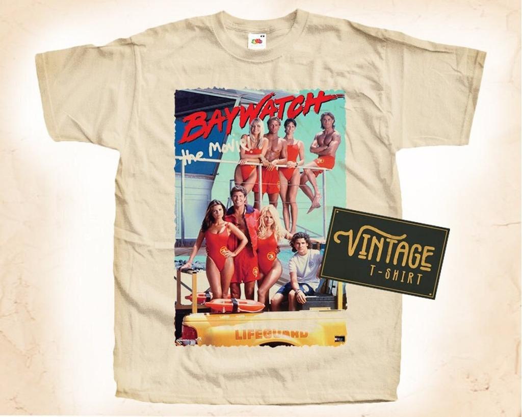 Baywatch T-Shirt Vintage Natural color Men's T-Shirt DTG Digital Print SIZES S M L XL 2XL 3XL 4XL 5XL