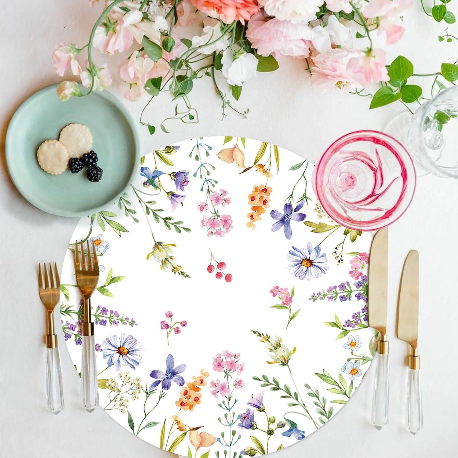 

Spring Floral Paper Table Mats, Perfect for Birthdays, Bridal Showers, and Wedding Parties. 33 cm