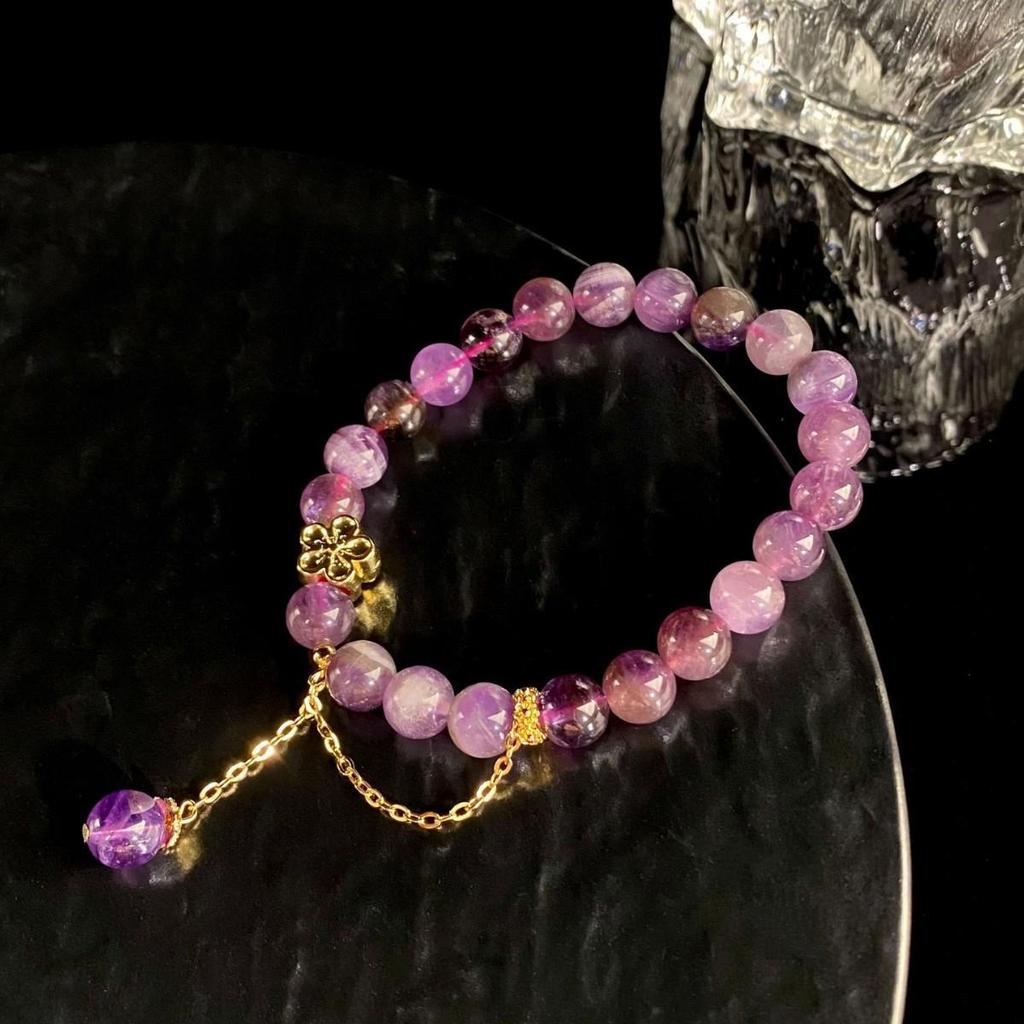 Jingxi Collection: 2025 Purple Crystal Peach Blossom Bracelet - Light Luxury Vintage for Women