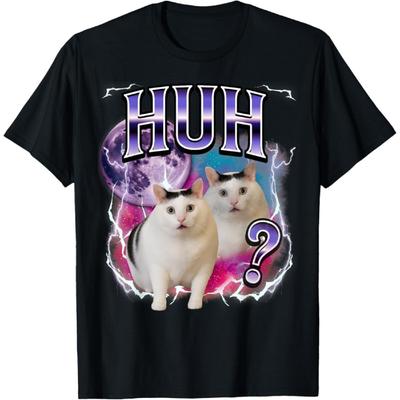 Huh Cat Chonky Meme Funny Confused Cat Meme Lovers T-Shirt(1)