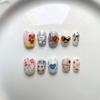Hand-Painted Press-On Nails Short Square Cat Eye Design Cute Kawaii Style Wearable Nail Tips Women Teens