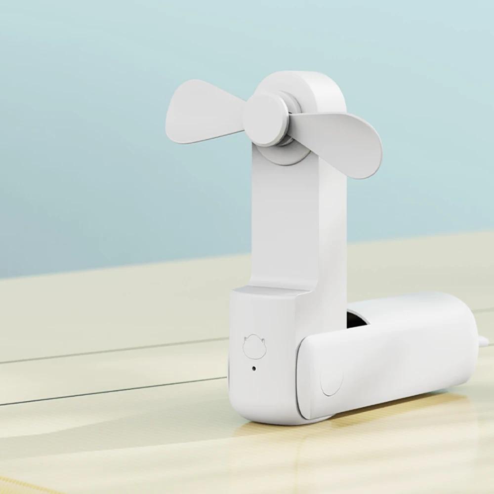 Portable Folding Fan 3-in-1 Mini Handheld Cooling Fan Type-C Desktop Cooler Small Pocket Travel Fan Belt Portable Power Bank Fan