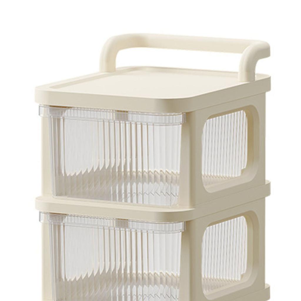Drawer Storage Cart with Organizer Top Transparent Rolling Storage Cart with Smooth 4 Wheel Roll