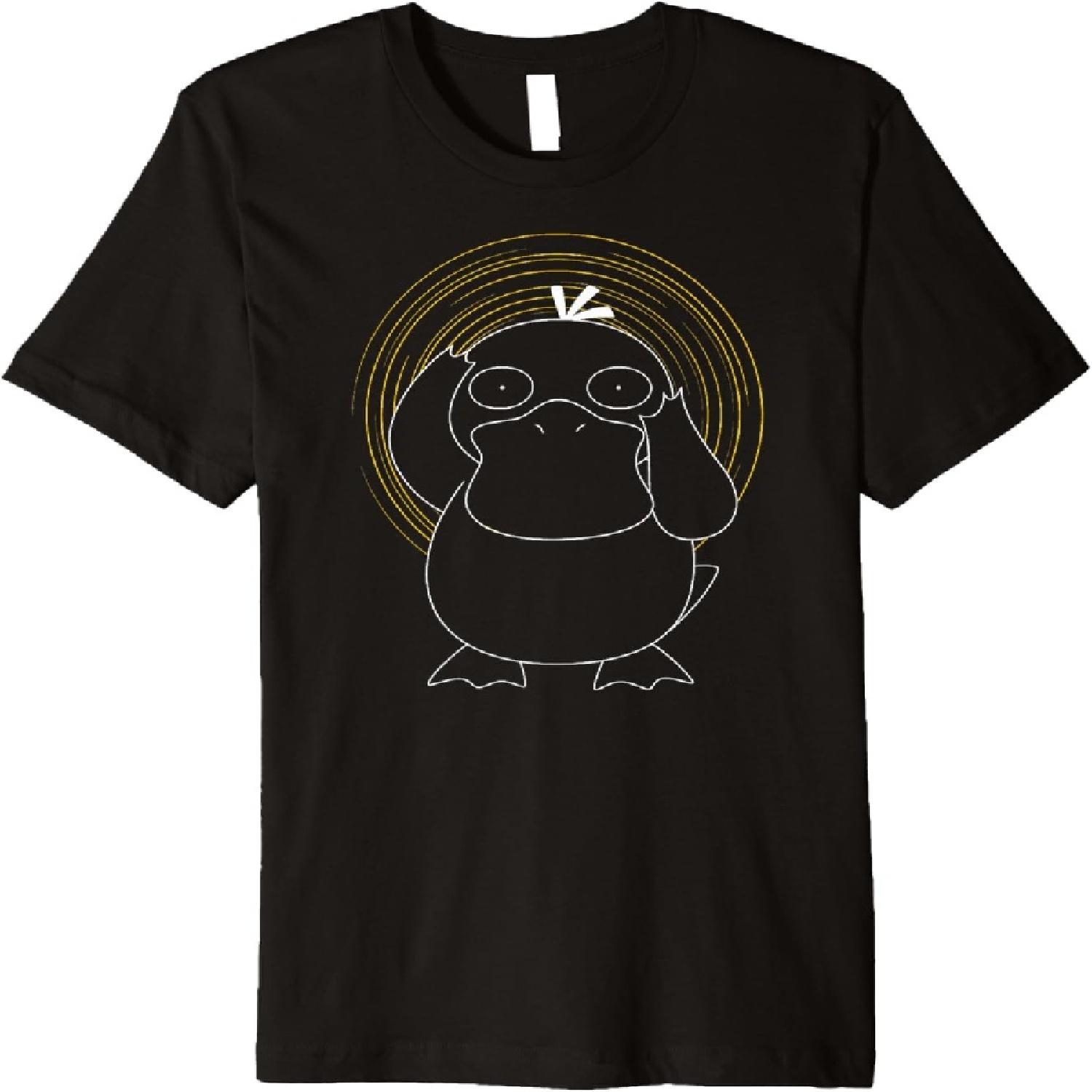 Pokemon Psyduck Spiral Premium Black T-Shirt S
