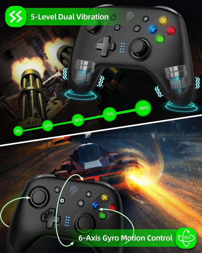 Bezdrátový ovladač EasySMX pro Switch Kompatibilní s Nintendo Programovatelné tlačítko Vibrace Switch/Lite/OLED Android/IOS/PC (Bílý) (Černá)