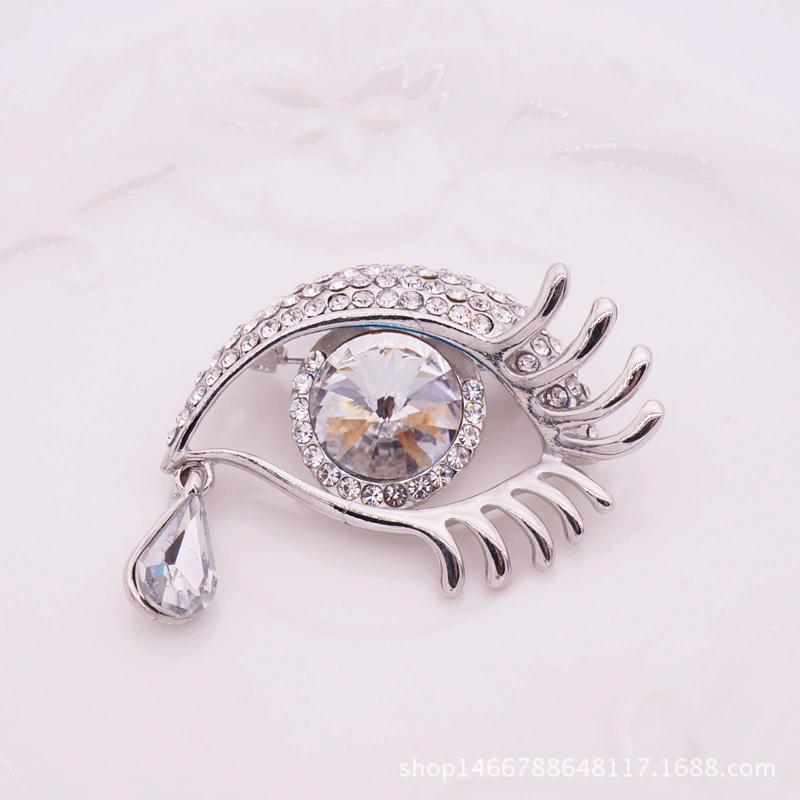 Waterdrop Crystal Eyes Brooches For Women Rhinestone Enamel 4-color Eyes Office Causal Brooch Pins Gifts