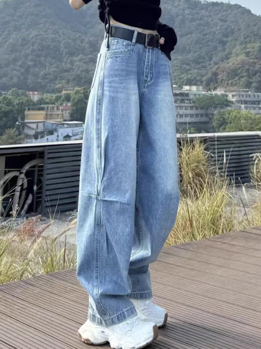 Women s Plus Size Bootcut Light Wash Jeans - Slimming High Waist, Straight & Wide Leg, American Style (Spring/Autumn 2025) 2XL