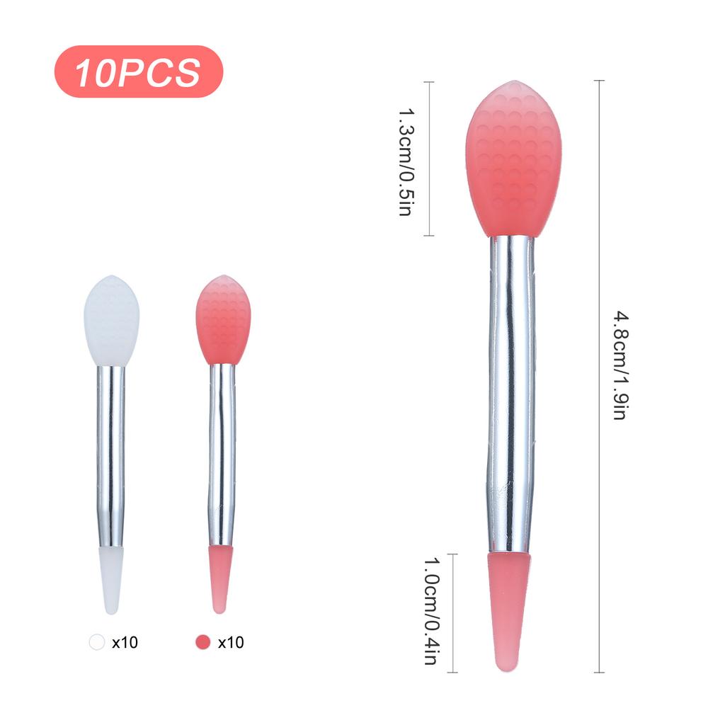 10pcs Silicone Lip Brush Set Small Makeup Brushes Lipstick Applicator Brushes with 2 Antilost