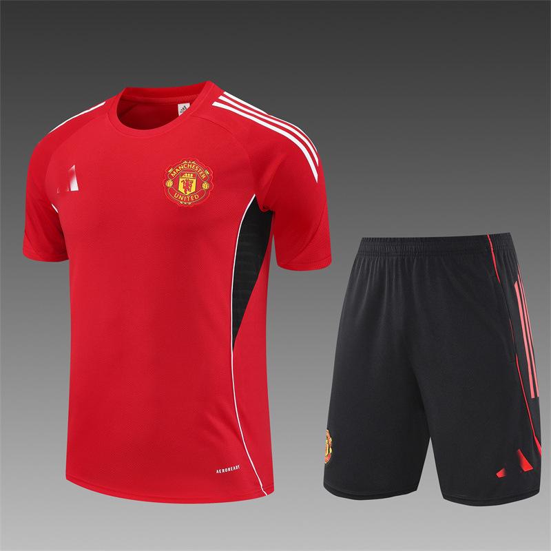 Manchester United Football Suit Custom Autumn And Winter Long-Sleeved Half-Pull Pre-Game Warm-Up Children'S Short-Sleeved Training Suit