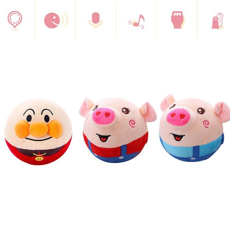 Usb Talking Jump Ball Vibrating Anpanman Music Pig Ball Plush Toy For Kids With 999 Chinese Songs