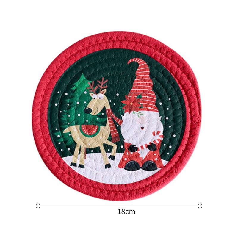 1PCS Christmas Coaster Woven Insulated Coasters Anti-skidding Fireproof Pad Coffee Drink Mug Mat Dining Table Decor Tableware