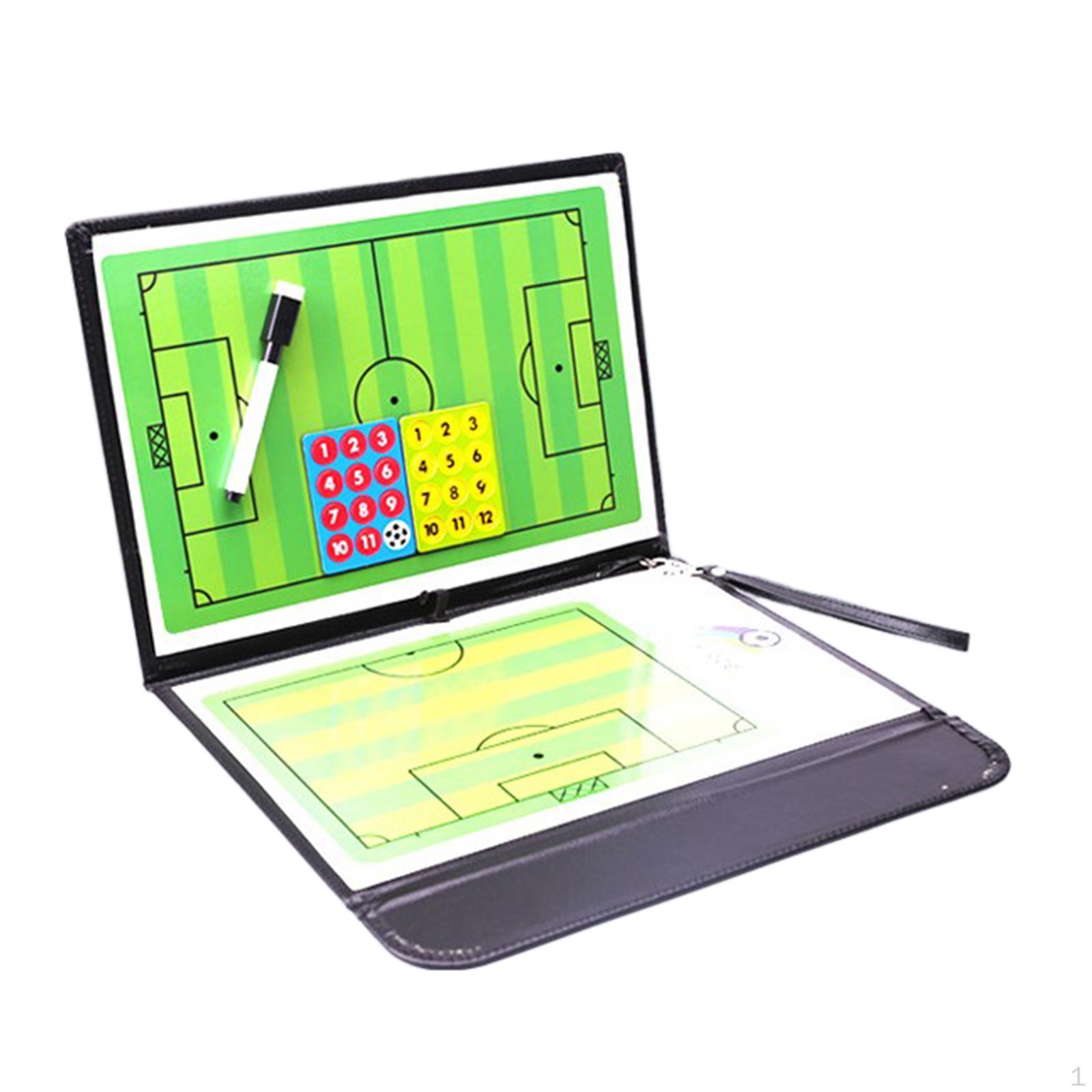 Football Soccer Magnetic ClipBoard w/ Zipper and Marker Pen Coaching Board Kit Equipment Foldable
