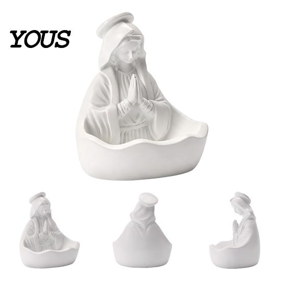 Blessed Mother Mary Decor Our Lady of Grace Statue, Virgin Rosary Holder, Figurine, Catholic Religious Home Centerpiece for Altar Bookshelf