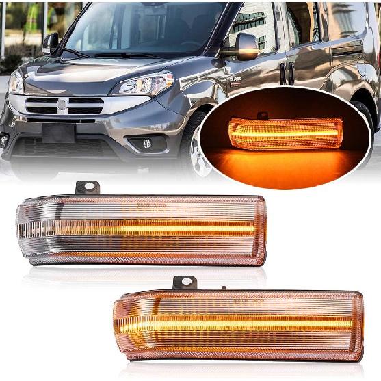 LED Side Mirror Marker Lights for 2015-2022 Ram ProMaster City SLT Tradesman Base Dynamic Amber LED Turn Signal Lamps Clear Lens Left Right Ourside