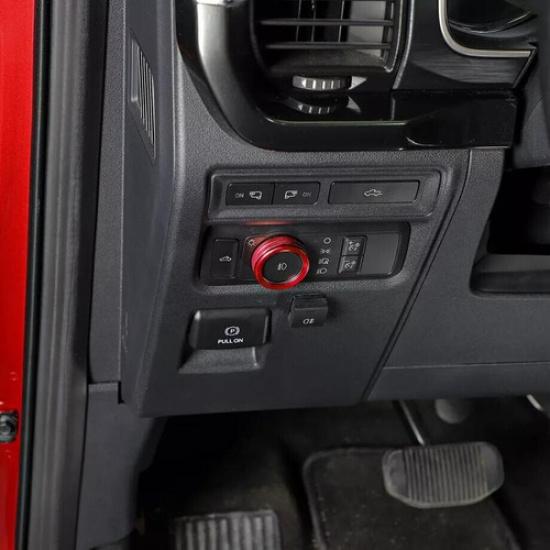For 21-24 Ford Bronco&Sport/F150 Red Alloy Headlight Switch Knob Cover Trim Ring