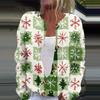 Women's Fashion Printed Long Sleeve Knitted Cardigan Button Down Jacket