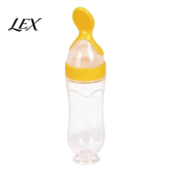 Toddler Feeding Accessories Baby Silicone Squeeze Spoon, Single-handed Rice Cereal Bottle with Infant Complementary Food Feeder Flow Control,