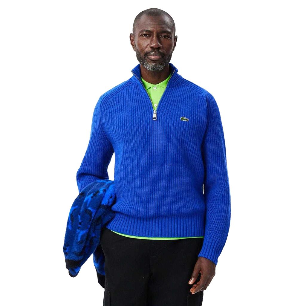 Lacoste Mens Zipper Carded Wool High-Neck Jumper