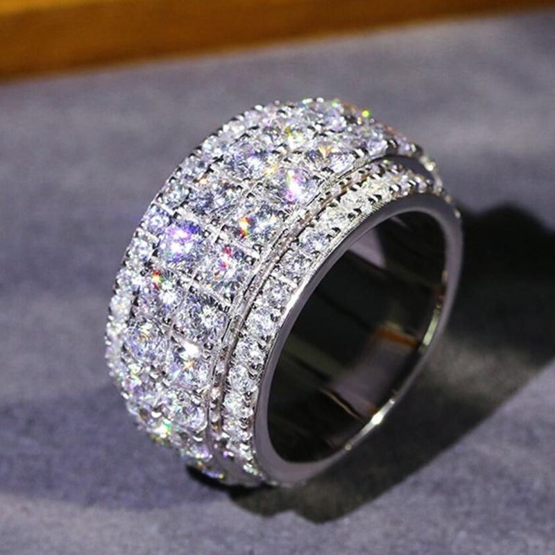 Huitan Half Round Cubic Zirconia Rings  Color Wide Band Fashion Versatile Dazzling Accessories for Women Statement Jewelry