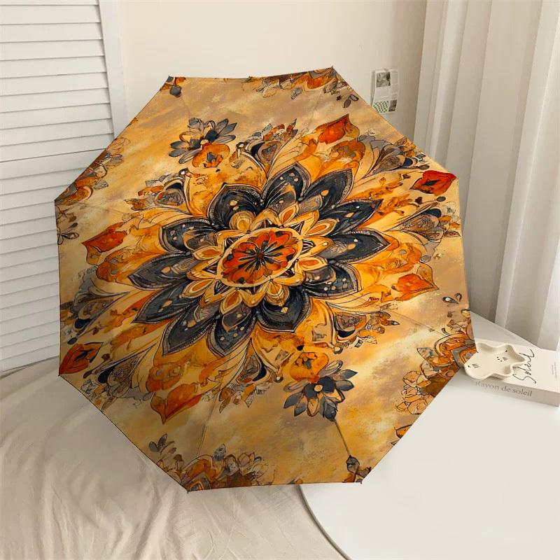 

1PC Floral Pattern Automatic Open/Close Umbrella Compact Folding Umbrella with 8-Rib Shaft lightweight esign, Highquality Fabric1153A