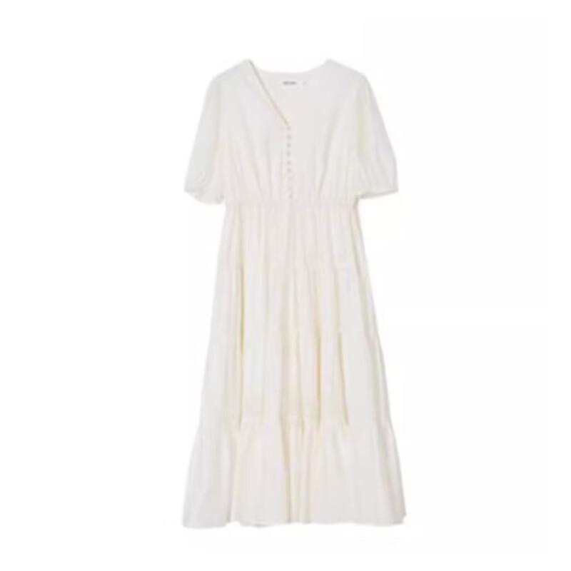 Sweet Basil Women's V-Neck Short Sleeve Shirred Midi Dress