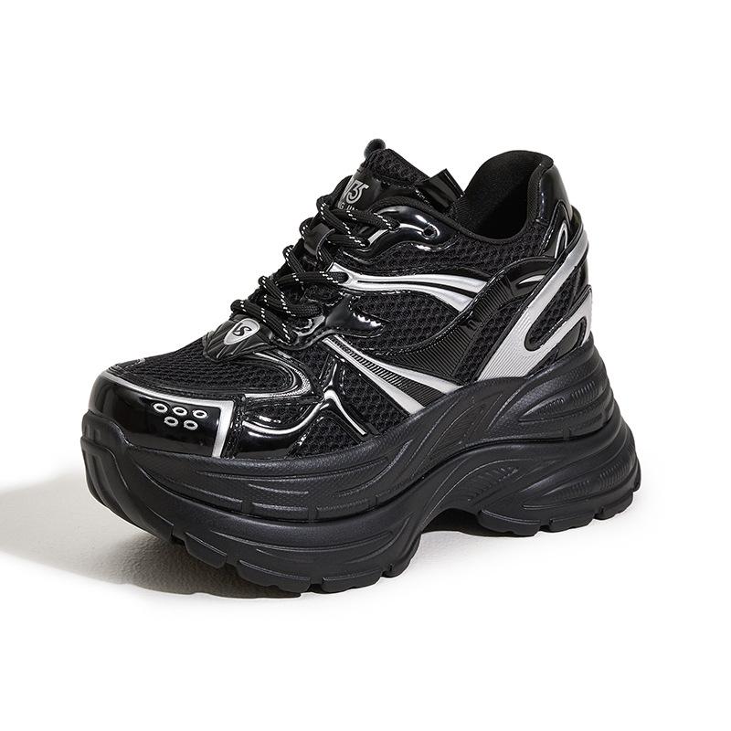 

Platform dad shoes women s 2025 spring new fashionable versatile casual sports shoes muffin breathable inner height increase women s shoes 39 чёрный