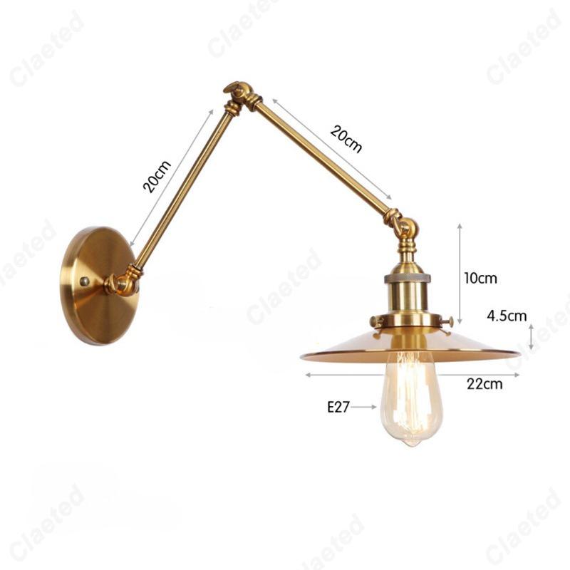 LED Minimalist Retro Gold E27 Wall Lamp Bedroom Bedside Lamp Home Dining Hall Corridor Staircase Decoration Lighting Fixture