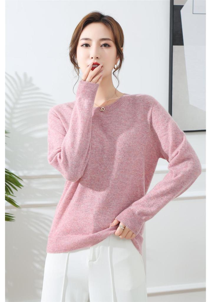Women's 100% Pure Cashmere Round Neck Sweater - Autumn Winter Collection