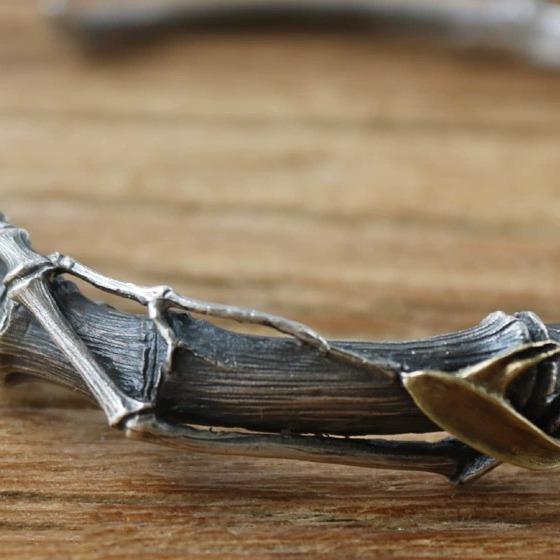 Yan Yu 2024 Bamboo Open Bangle: Handmade Retro Ethnic Jewelry