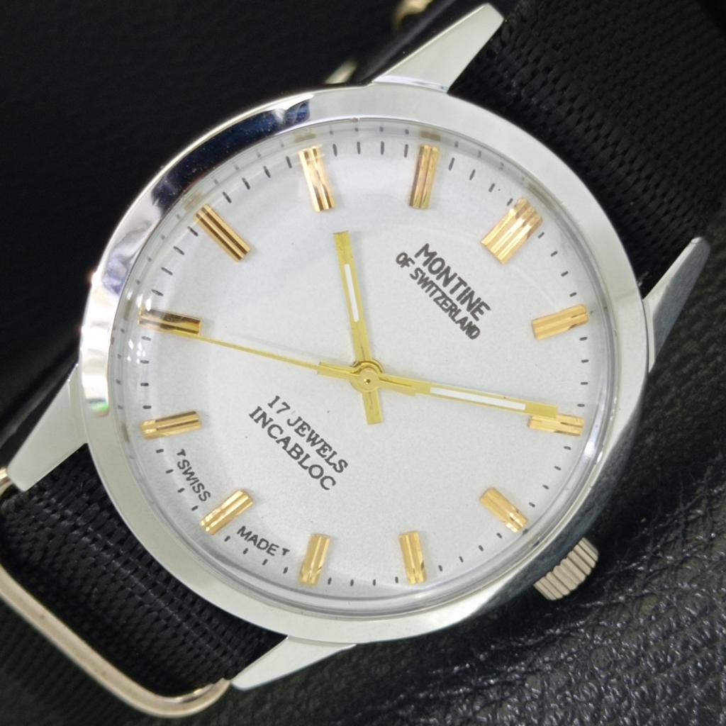 

ВОССТАНОВЛЕННЫЕ ВИНТАЖНЫЕ МУЖСКИЕ ЧАСЫ MONTINE OF SWITZERLAND 17J WINDING 453e-a228318-2 Henria228318