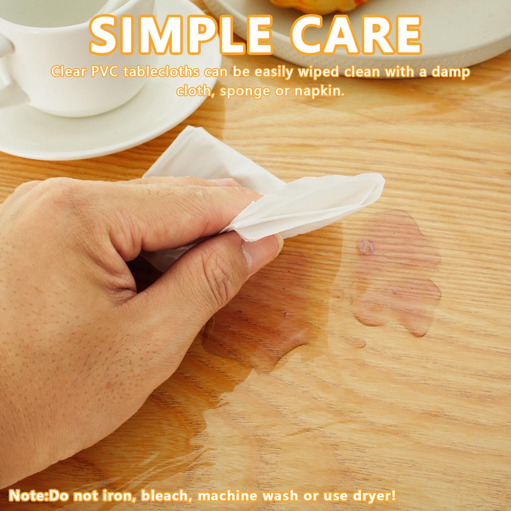 PVC Transparent Tablecloth Protector Waterproof Plastic Stain Resistant Table Protector Oil Proof Clear Heat-Resistant