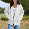 Women's Fashion Casual Long Sleeve Solid Color Hooded Sweatshirt Tops