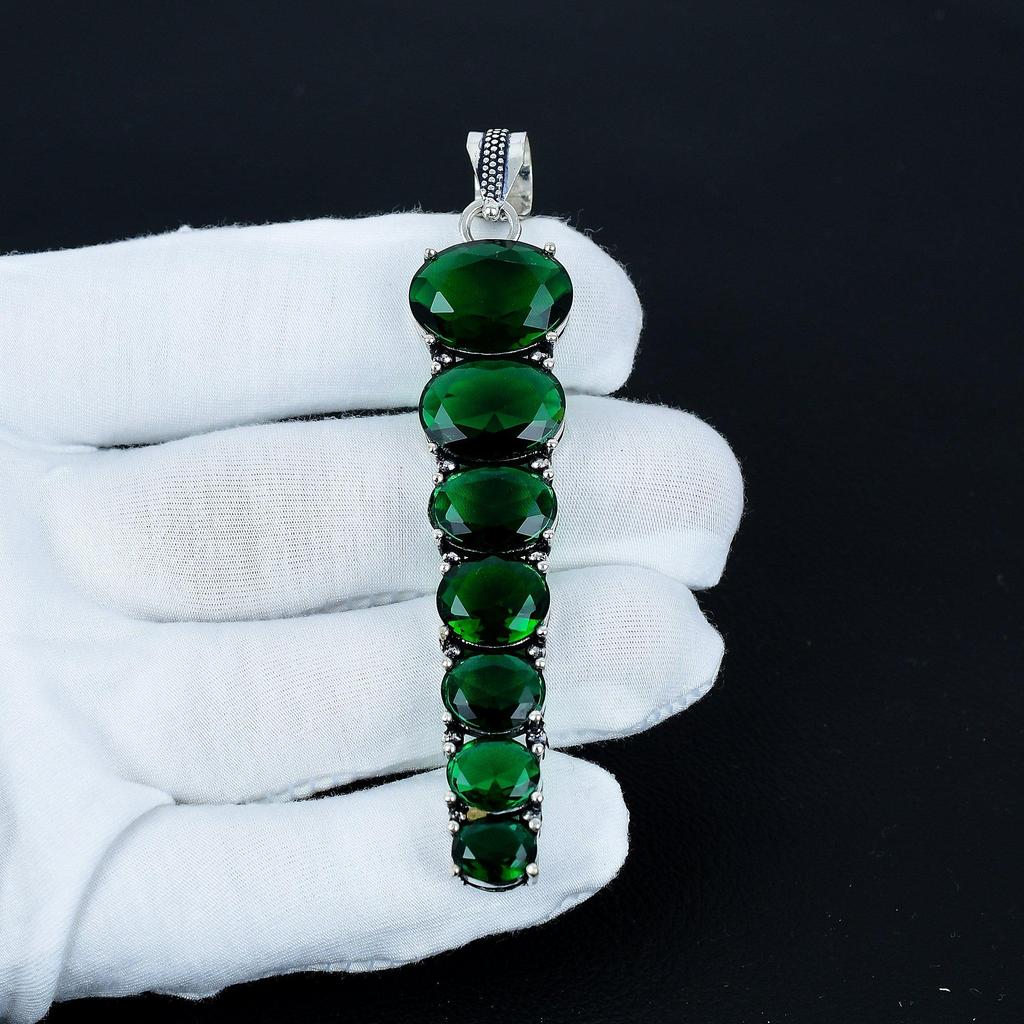Green Tourmaline Pendant, 925 Sterling Silver Pendant, Handmade Pendant, Antique Pendant, Green Tourmaline Gemstone Pendant, Anniversary Gift