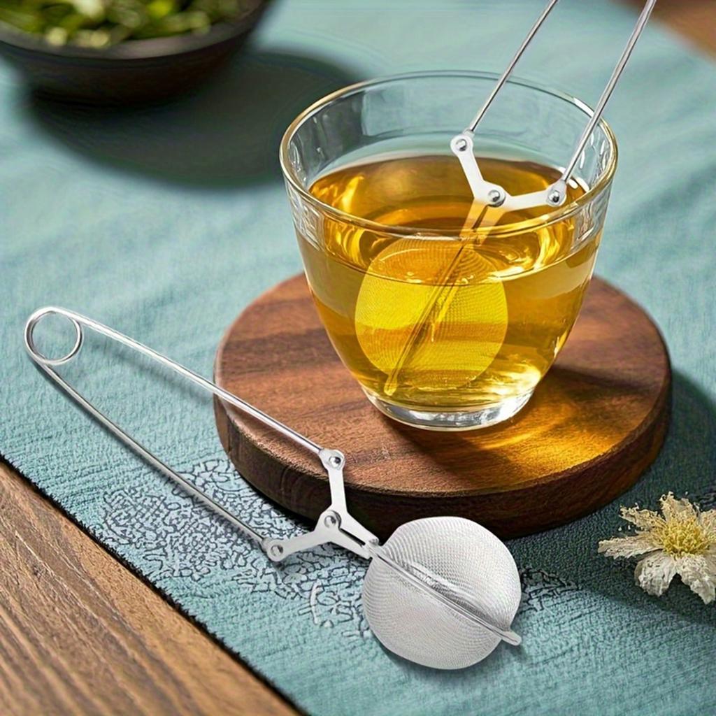 Stainless Steel Tea Infuser Ball with Long Handle Mesh Filter Tea Strainer Clip for Loose Leaf Tea Brewing Kitchen Tool