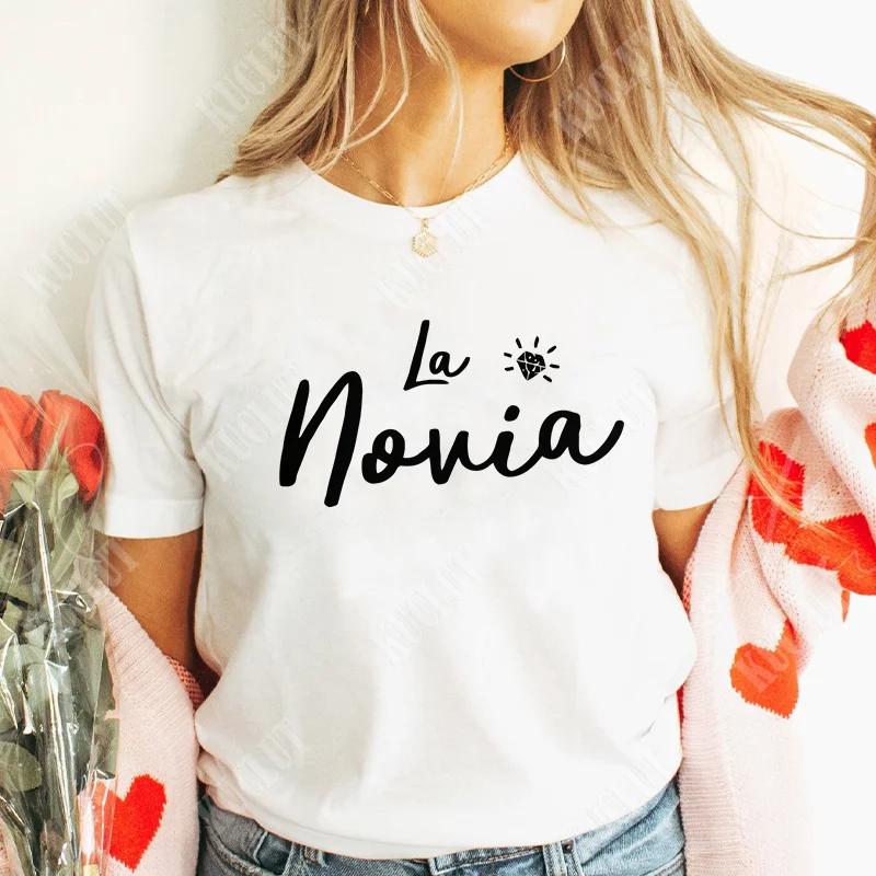 Girl Team Bride Squad T-shirt Spanish Women Bachelorette Hen Party Tee Shirt Bridal Wedding Single Farewell Short Sleeve Tops