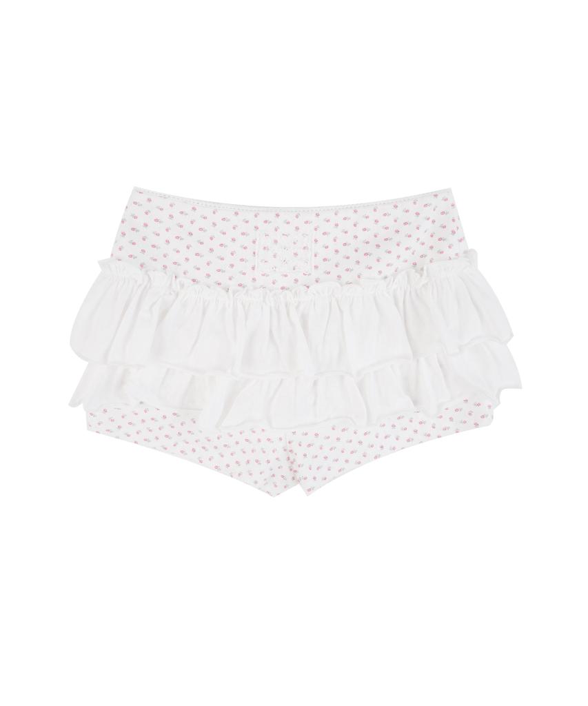 High School Disco Flower Tiered Layered Skirt_Ivory