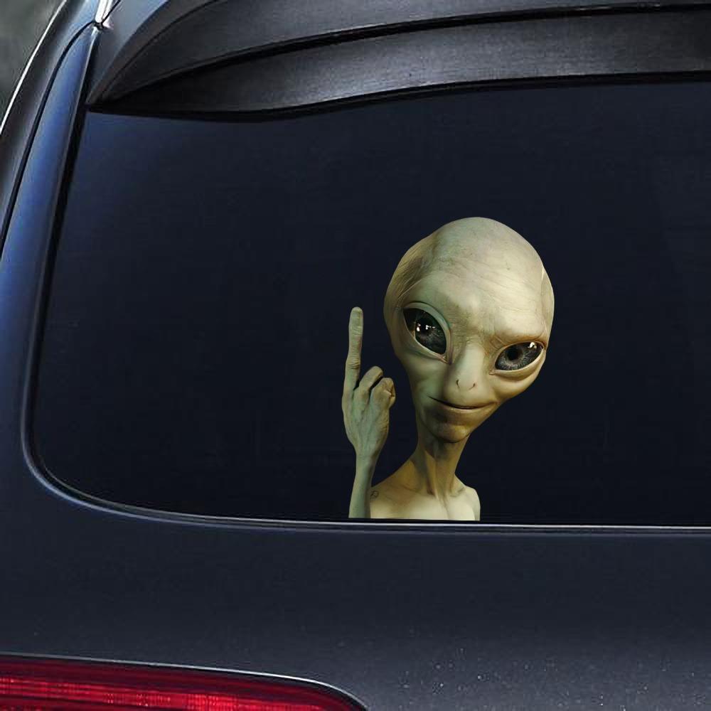 1PC Alien fluturând mașina autocolante Auto Window impermeabil vinil decals durabil vehicul bara de protecție corp amuzant UFO decorare universală