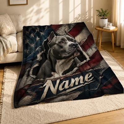 Pit Bull With Nameplate Coral Fleece Blanket