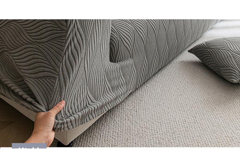 Nordic Solid Color Stretch Jacquard Fleece Sofa Cover – Dustproof & All-Inclusive